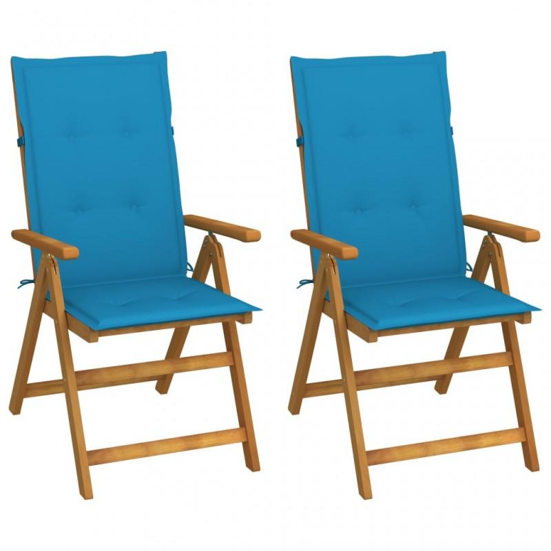 Day and Night - Day and Night Reclining Garden Chairs 2 Pcs Solid Acacia Wood Cushions
