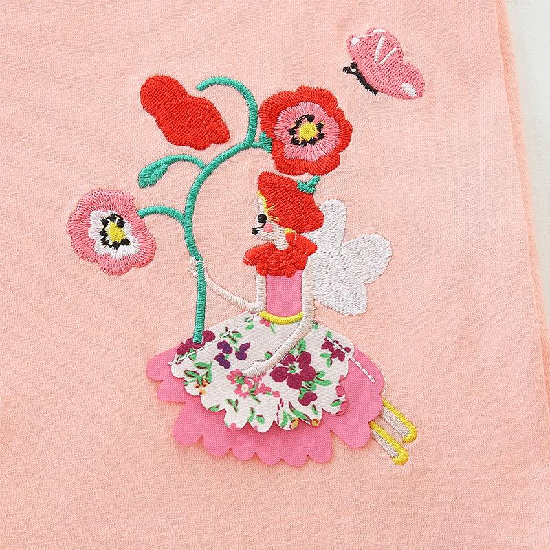 Summer New Arrival Girls' Floral Embroidered Princess Dress Knit Cotton Children's Dress