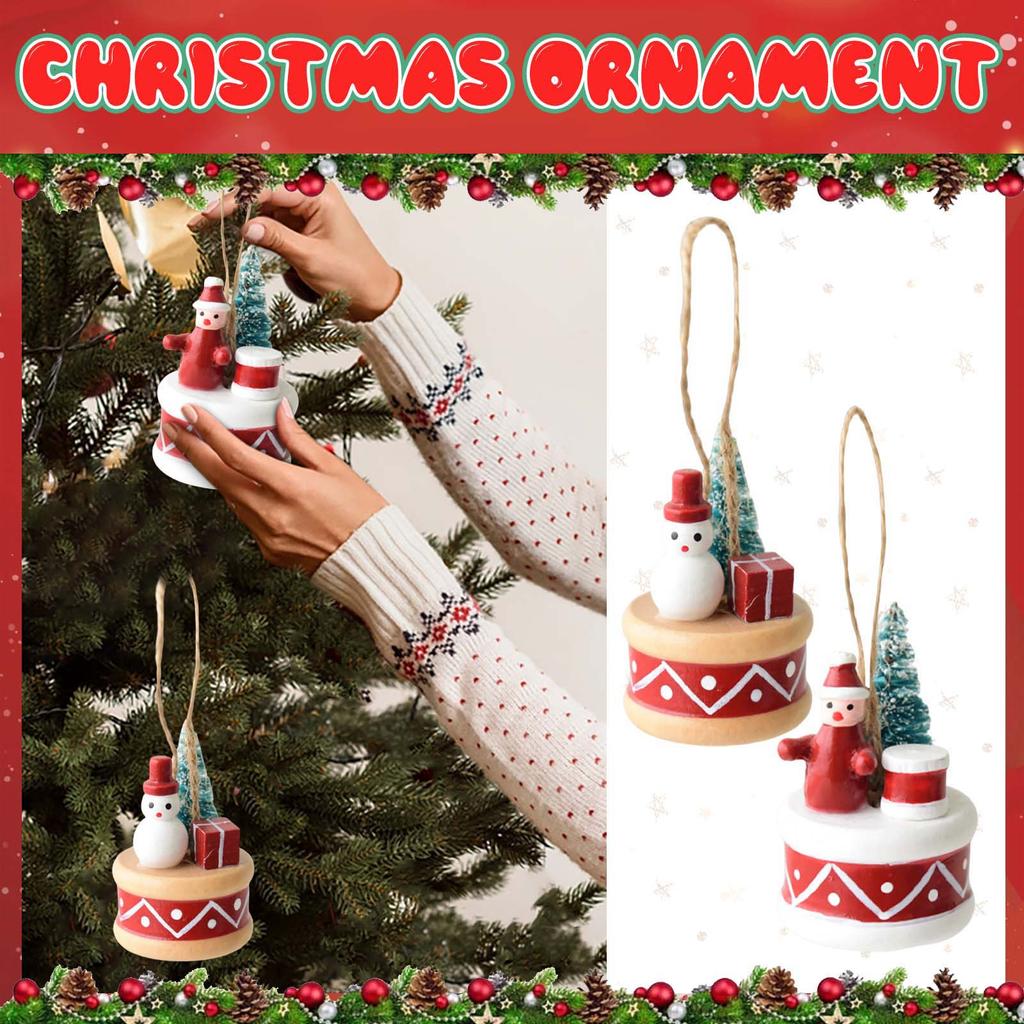 Three-dimensional Christmas Decoration Resin Snowman Drum Christmas Tree Decoration Pendant