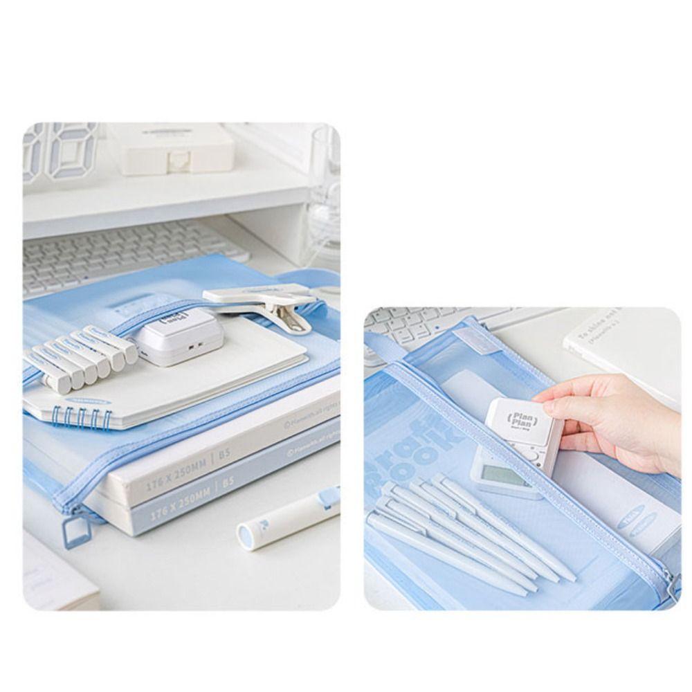 Transparent Test Paper Storage Bag Solid Color File Folder Bag File Pocket  School Office Supplies