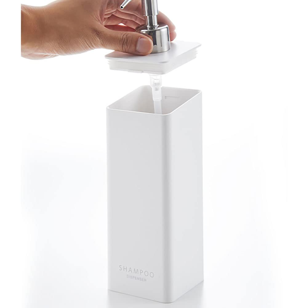 Yamazaki Tower Magnetic Dispenser of Magnetic Refillable Bottles for and Body and 4262 Two-Way (Set 3) - Shampoo, Conditioner, Soap, White, 4258,