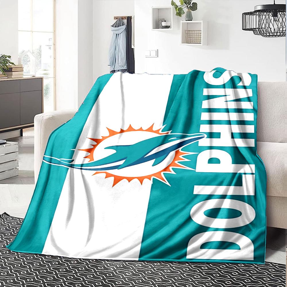 1pc Blanket - Miami Dolphins Logo Print Design,Lightweight Blanket for Sofa,Bed- Soft &Warm,Gift for All Seasons
