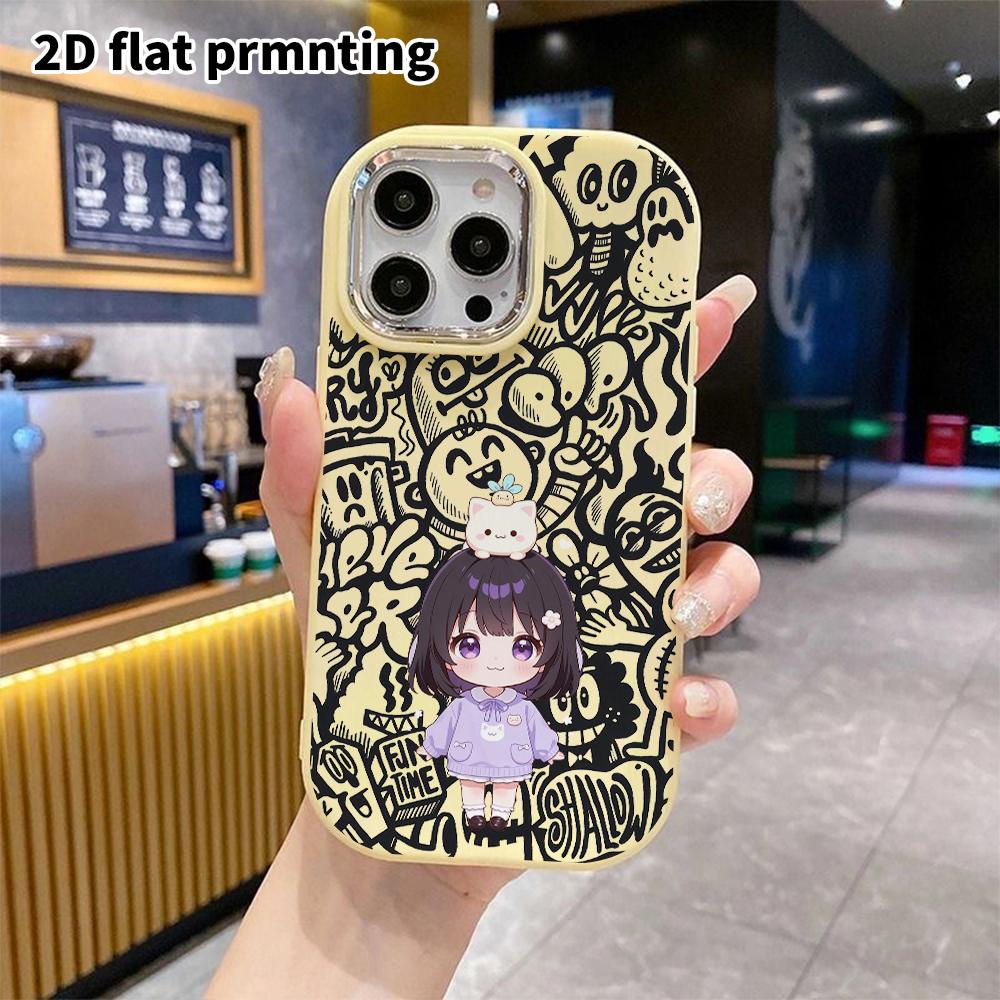Phone Case: 2D Flat Design Suitable for iPhone 18 17 16 15 14 13 Pro Protective Case, Couple Style, Short-haired Little Girl, Christmas and Halloween