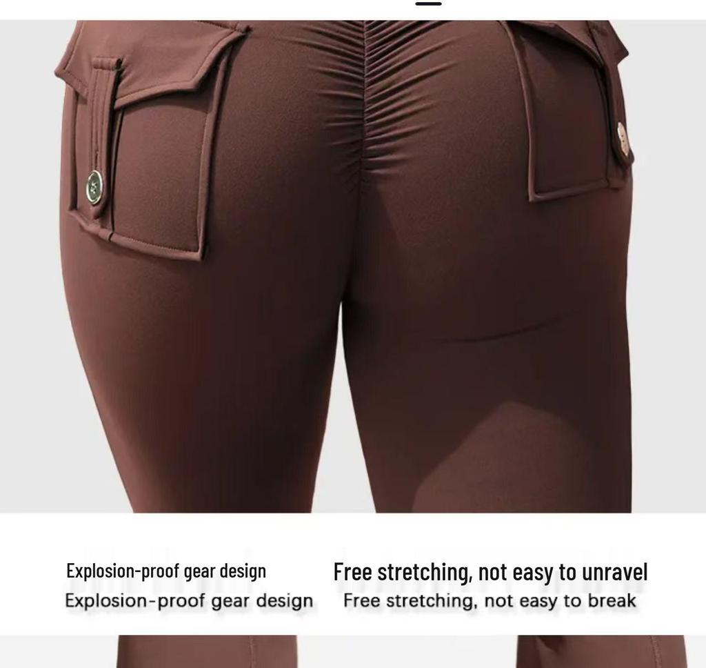 Custom Outdoor Peach Yoga Flare Pants - Stylish, Pocketed, Sport & Workwear for Women