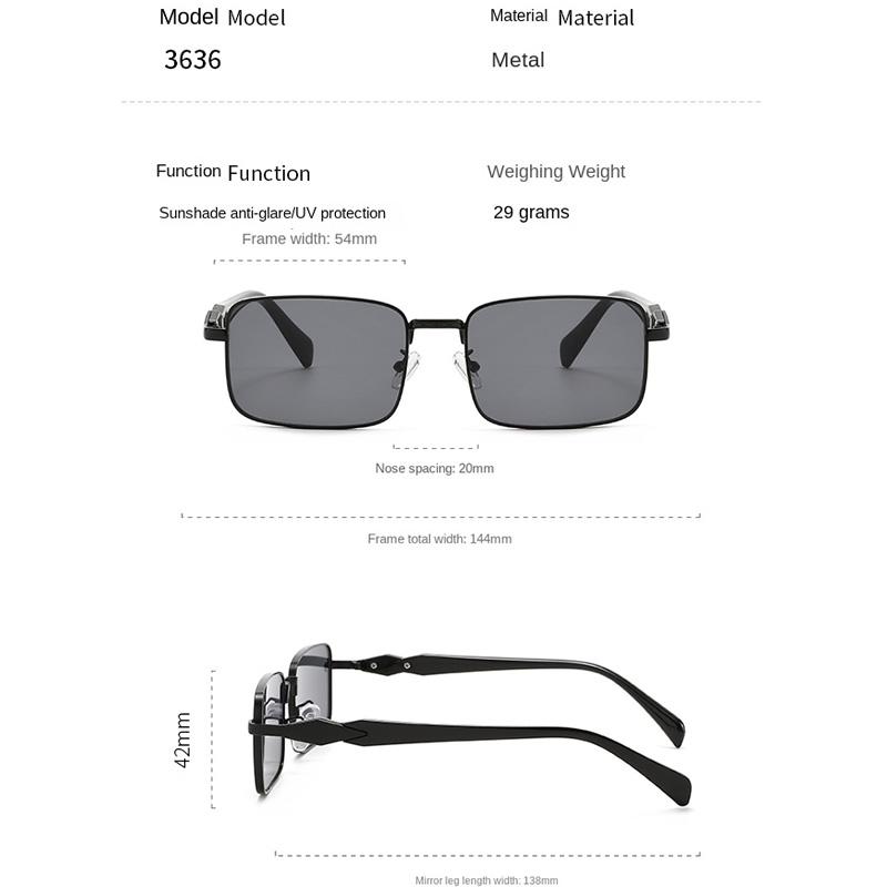 Advanced Square Metal Sunglasses for Men and Women Fashion Trendy UV Resistant Outdoor Sunscreen Sunshade Glasses