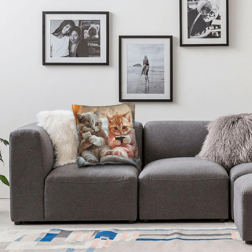 Christmas Kittens (7) Pillow Case  Soft Pillow Cover For Couch Sofa Bedroom Fashion Pillowcases
