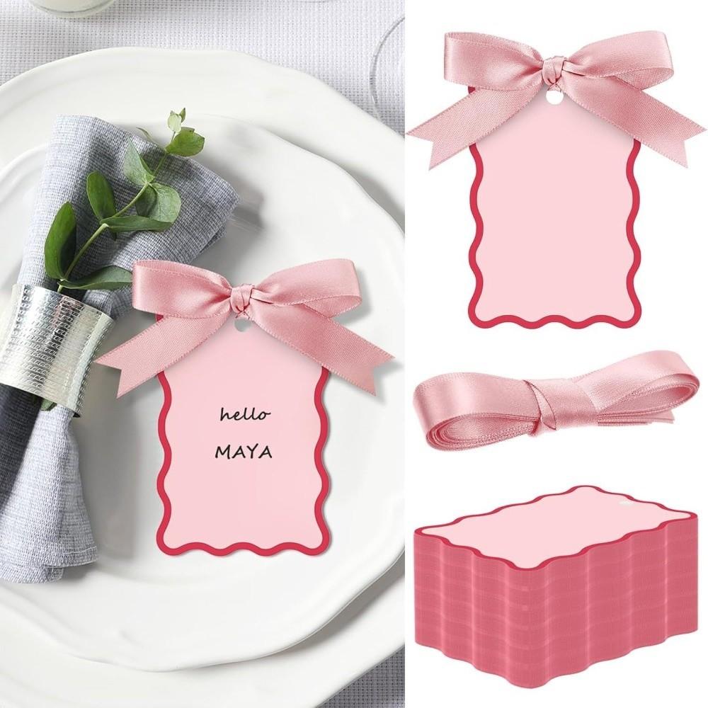 24pcs DIY Handwritten Label Card Mini Size Hanging Decoration Gift Labels DIY Crafts With Ribbon Thank You Card Party Gift