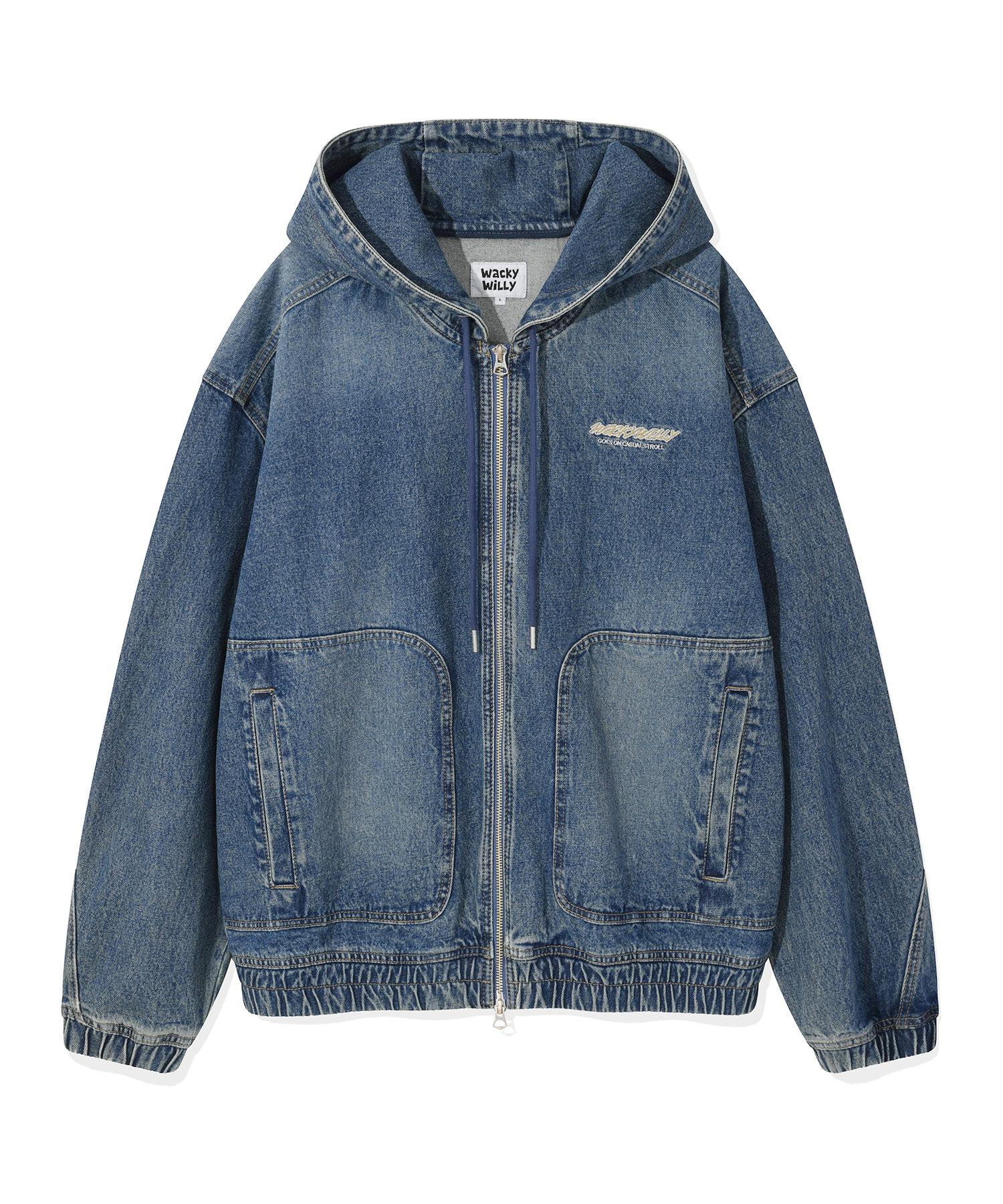 Wacky Willy Denim Hooded Zip-Up Jumper