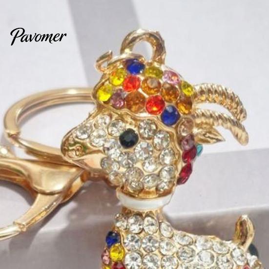 Rhinestone Goat Keychain Bling Lamb for Backpack, Metal Car Key Animal Theme Ring, Sheep Pendant Backpacks and Handbags Chain Decoration