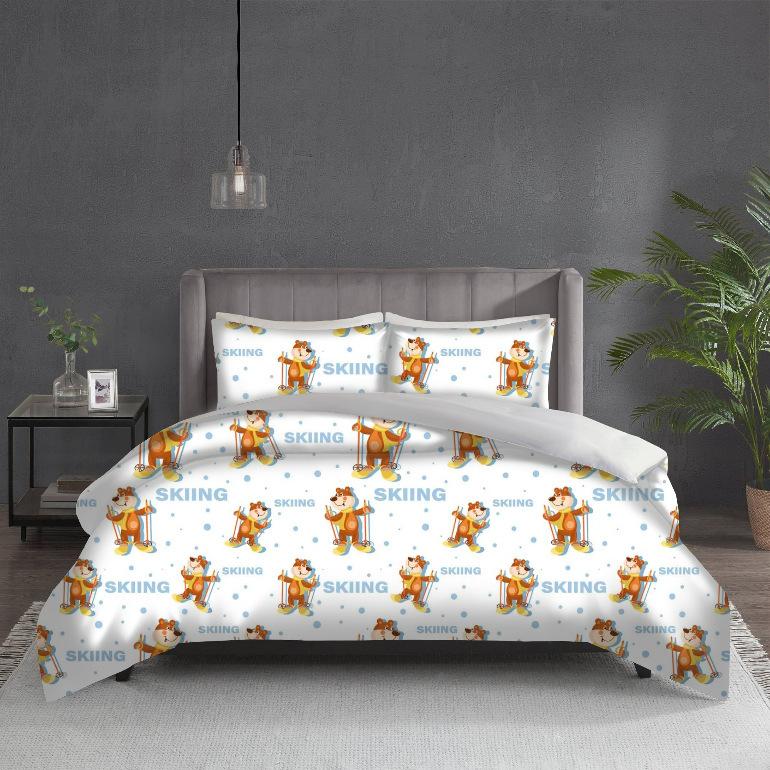 

3D Digital Printing Children S Student Dormitory Kit Three-Piece Set, Cute Animation Cartoon Animal Three-Piece Set 90*90cm