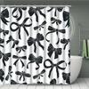 3D Black Bow Curtains Cool Shower Curtain Set For Bathroom Modern Bath Rug Decor For Bathroom Shower Curtains Multi-Size Design