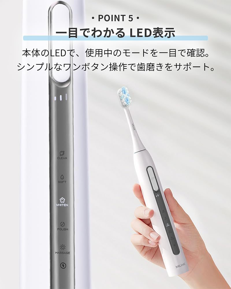 MiLink TB02 Electric 12 Replacement Brush 5 Brushing Quiet Timer For Adults and DuPont White Toothbrush, Set, Modes, Waterproof, Design, Function,