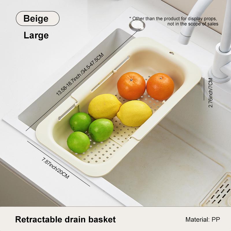 Retractable drain basket Kitchen sink drain rack Vegetable wash basin storage rack fruit and vegetable water filter basket L