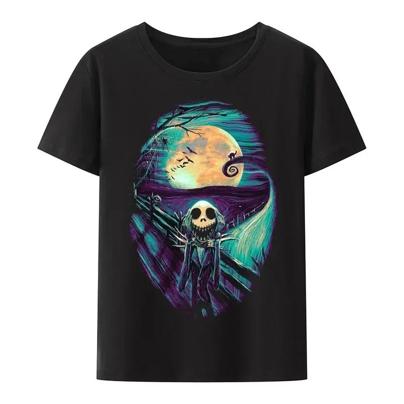 2025 Summer Halloween 100% Pure Cotton T-shirt, Horror Movie Harajuku Graphic Popular Gothic Men's T-shirt