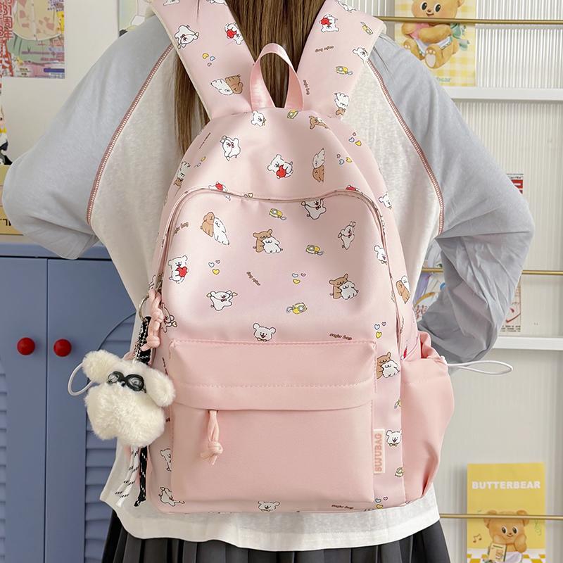 Cartoon Print Backpack Student Schoolbag Women's Lightweight Backpack