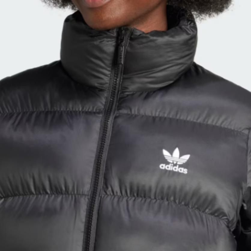 Adidas Originals Adicolor Short Puffer Jacket Fashion Logo Zipper Stand Collar Lightweight Quilted Cotton Jacket Women Jackets Black JD0420