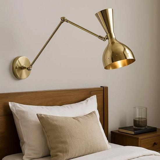 Handcrafted Stilnovo Diabolo Wall Sconce  Mid-Century Modern Brass Adjustable Reading Light Fixture