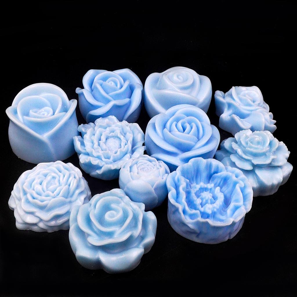Small Flower Series Silicone Candle Mold 3D Rose Peony Soap Chocolate Cake Baking Tools DIY Aromath Gypsum Resin Craft Molds
