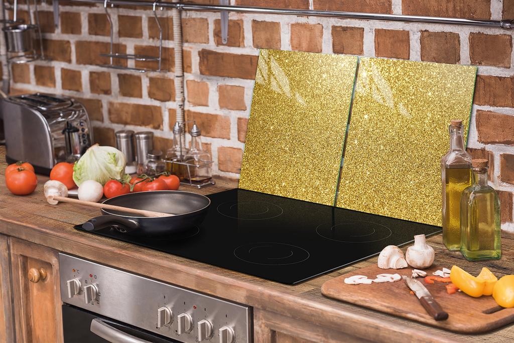 PIANO COTTURA E TAGLIERE IN VETRO 100x52 ORO