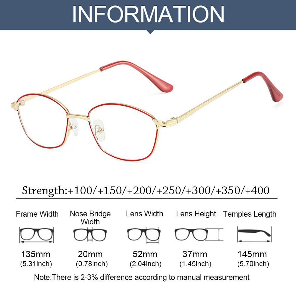 Metal Frame Reading Glasses Women Presbyopia Glasses Magnifying High Definition Prescription Glasses Eyewear +1.0 To +4.0