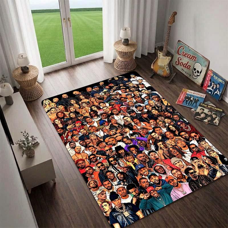 Hip Hop Rapper Rall Roll Teppich Rutschfester Boden Teppich Wohnzimmer Spielzimmer Heimdekoration, Fan Geschenk
