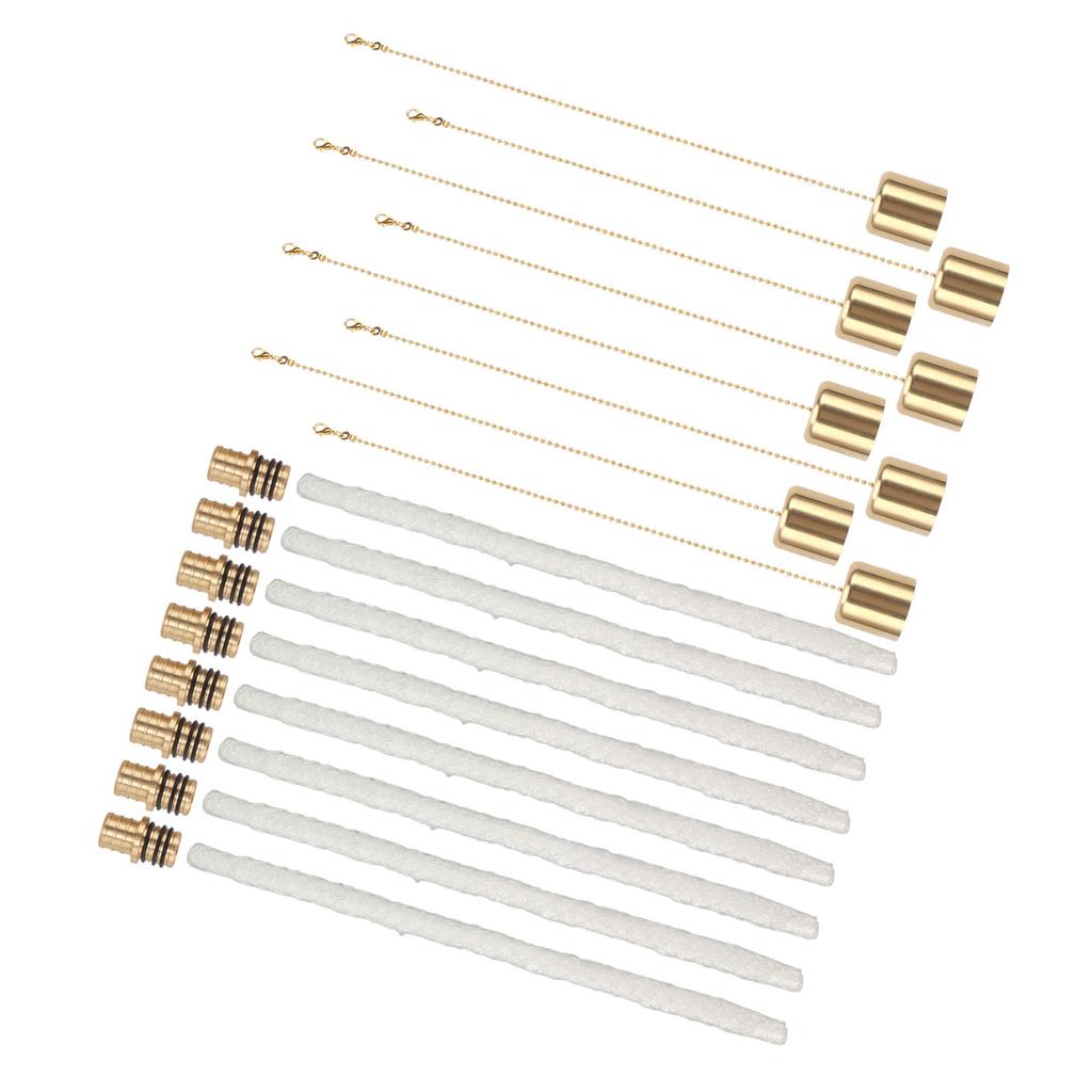 8Pack Wine Bottle Torch Kit Long Life Torch Wicks Brass Torch Wick Holders Caps Wine Bottle Torch