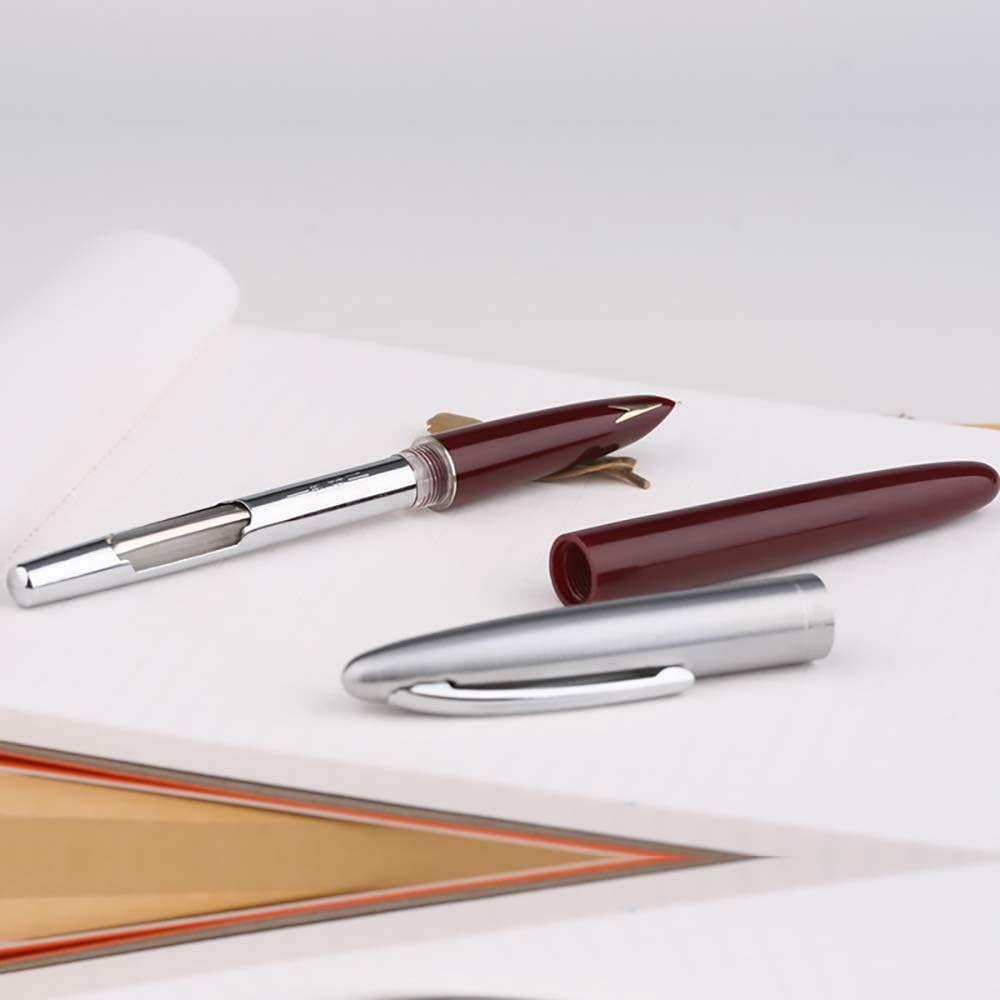 Lanxivi 3-Piece Genuine Hero 329 Fountain Pen with Fine Nib, Gold Arrow Pattern, and Stainless Steel Cap