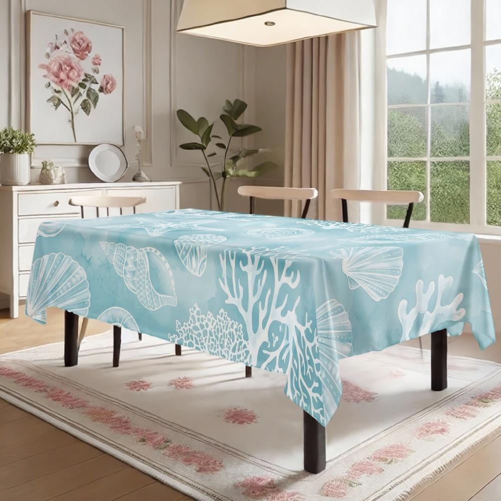 Oceanic Sea Life Rectangle Table Cloth for Table Decor Kitchen Dining Waterproof Reusable Tablecloth for Tables Weddings Party