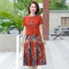 Stylish Chiffon Summer Dress for Middle-Aged & Elderly Women - Short Sleeve, Waist-Cinching Design