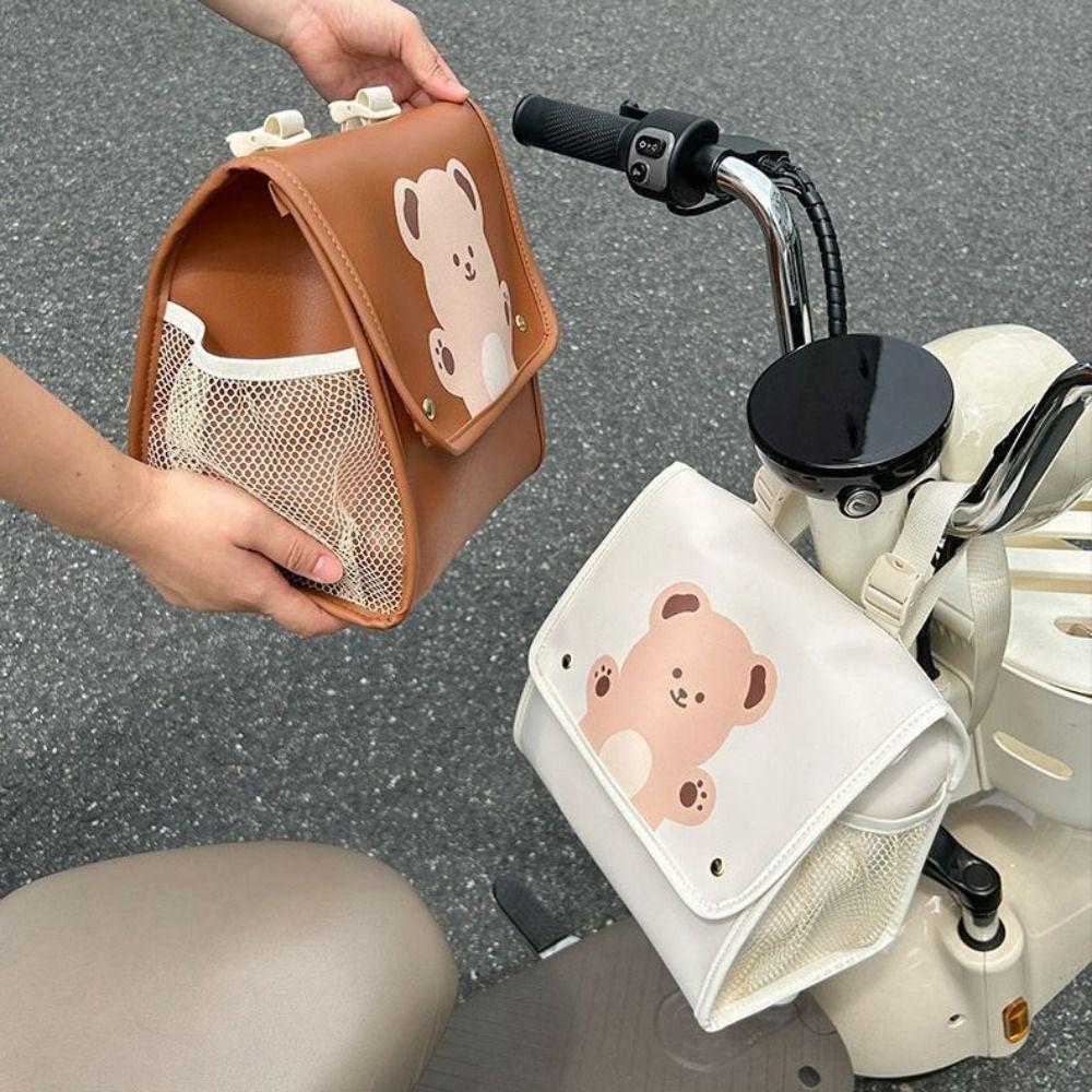 Side Pocket Electric Vehicle Hanging Bag PU Universal Storage Bag Water Cup Hanging