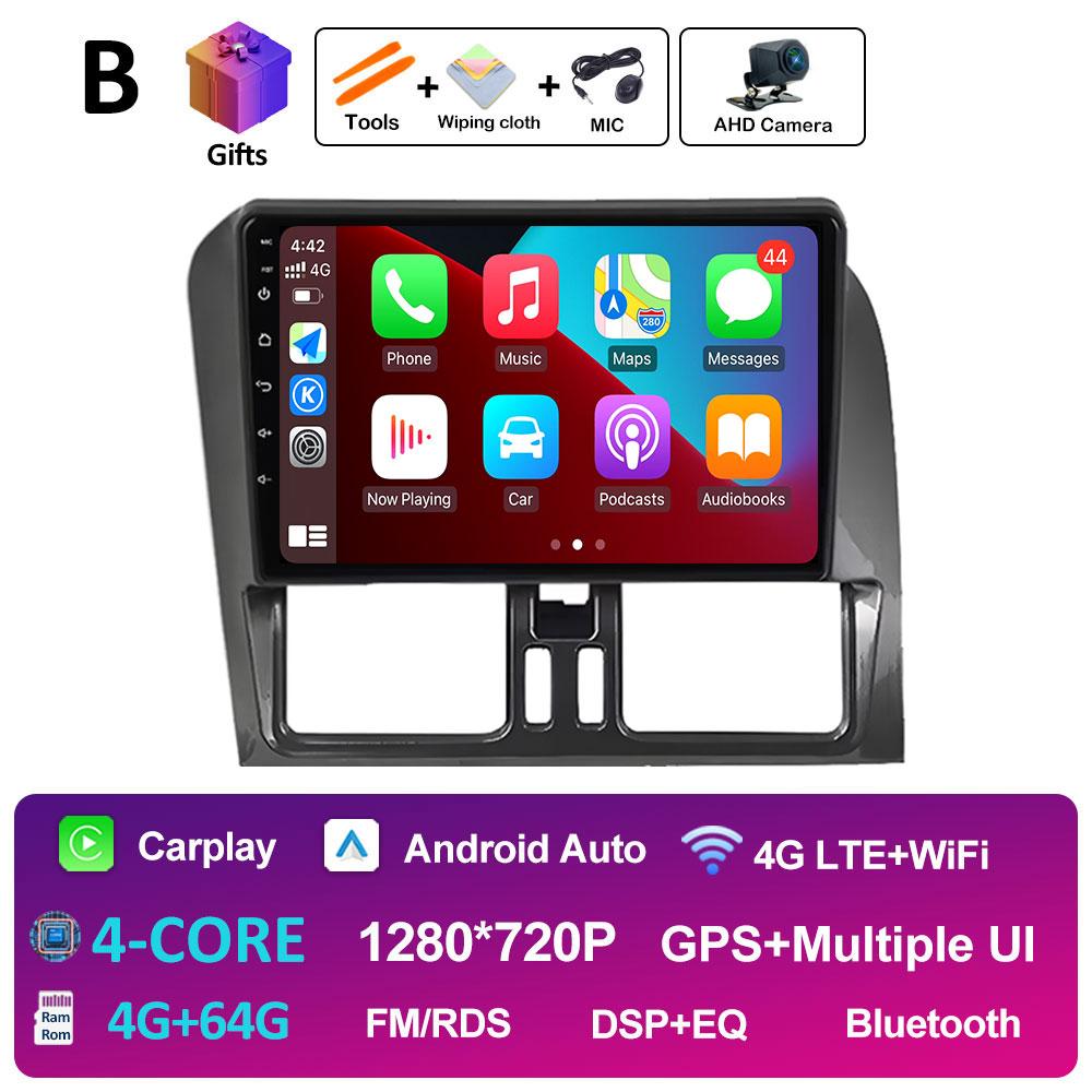 Android 14 Volan pe stânga Pentru Volvo XC60 2009 2010 2011 2012 - 2013 Navigație GPS Wireless Carplay Ventilator de răcire WIFI Unitate principală