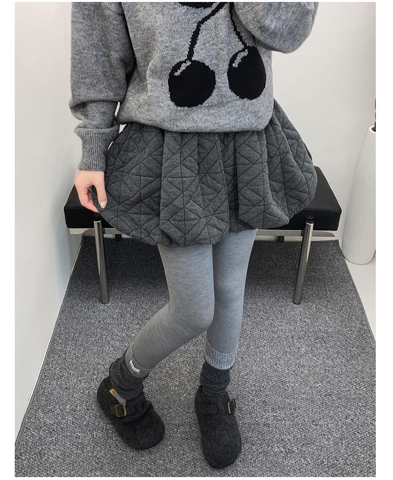 Korean Style Women's Elastic High Waist Padded A-line Mini Skirt-Pants for Autumn/Winter