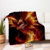"Phoenix Rising: Fiery Fantasy Art Print - Mythical Bird Decor"Blanket Flannel Throw Blanket for Sofa, Bed, Travel, Camping, Office, Couch,