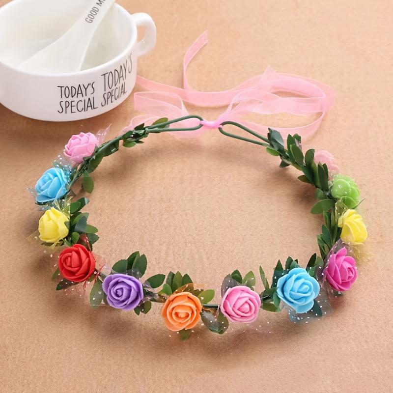Forest Series Flower Crown For Women Exquisite Simulated Floral Hair Crown Spring Hair Decor Wreath, for Wedding Use