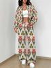 Retro Style Autumn And Winter New European And American Women'S Clothing Flower Printing Suit Women