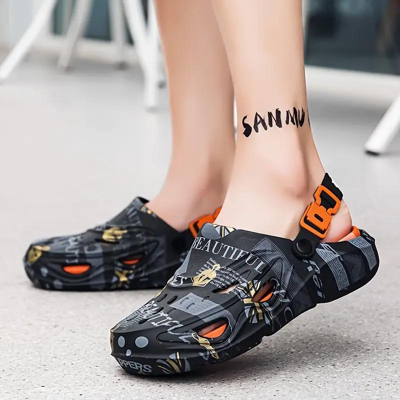 Men's Fashion Thick Sole EVA Clogs Unique Design Slip-On Breathable Garden Shoes with Safety Strap and Soft Insole Suitable for Outdoor