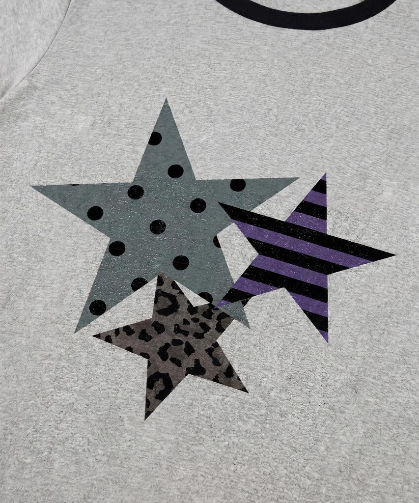 SAINTPAIN Sp Star Patchwork Crop Ringer T-Shirt Melange Grey