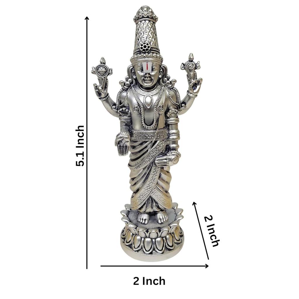 Lord Tirupati Balaji Kamal Silver Plated Idol for Car Dashboard | Lord Venkateswara Swamy for Diwali Decor