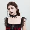 Sweet Cool Lolita Bow Love Necklace Necklace, Black Lace Up Choker Jewelry