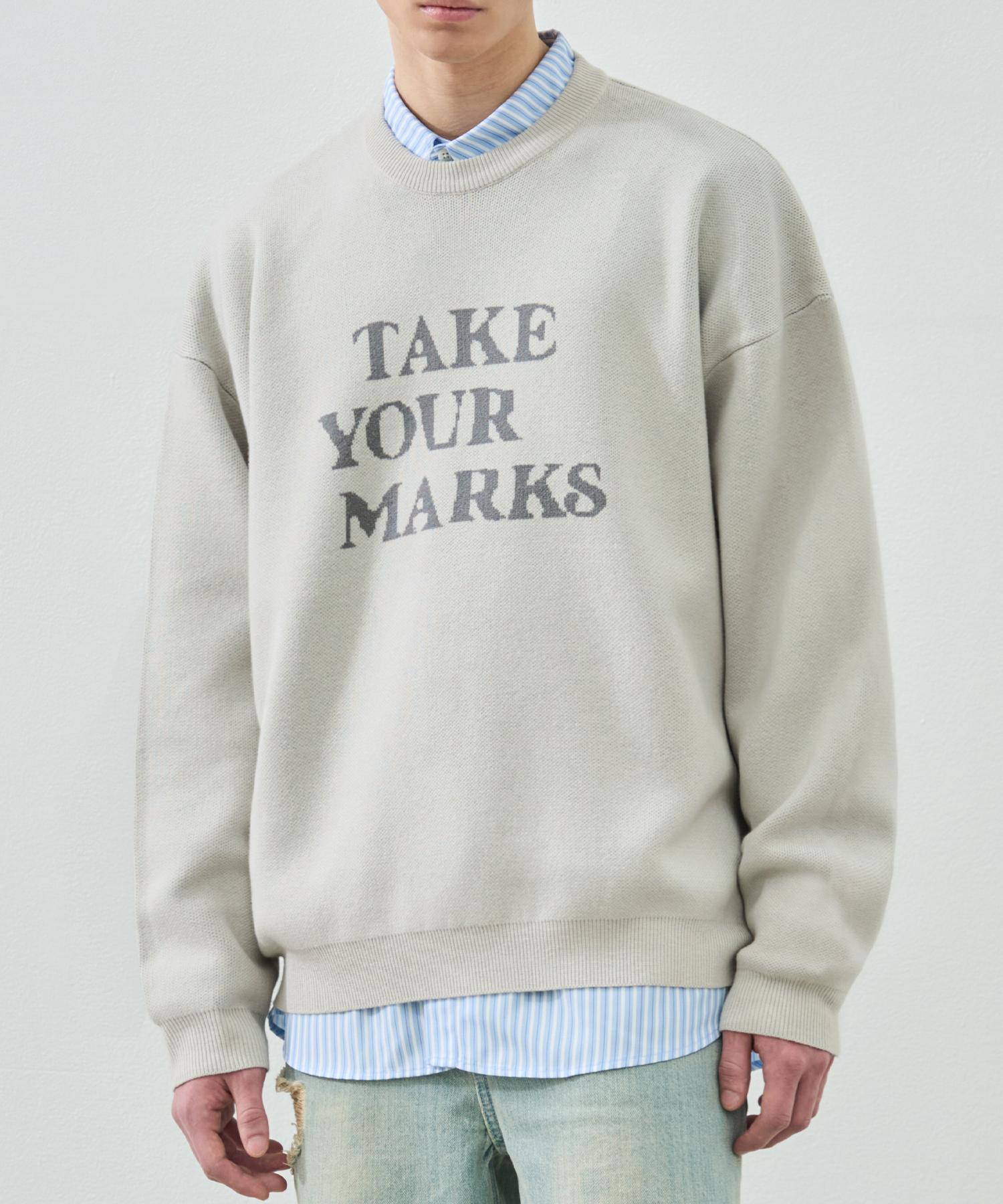 Drawfit Marks Lettering Pullover Knit [Cream] L