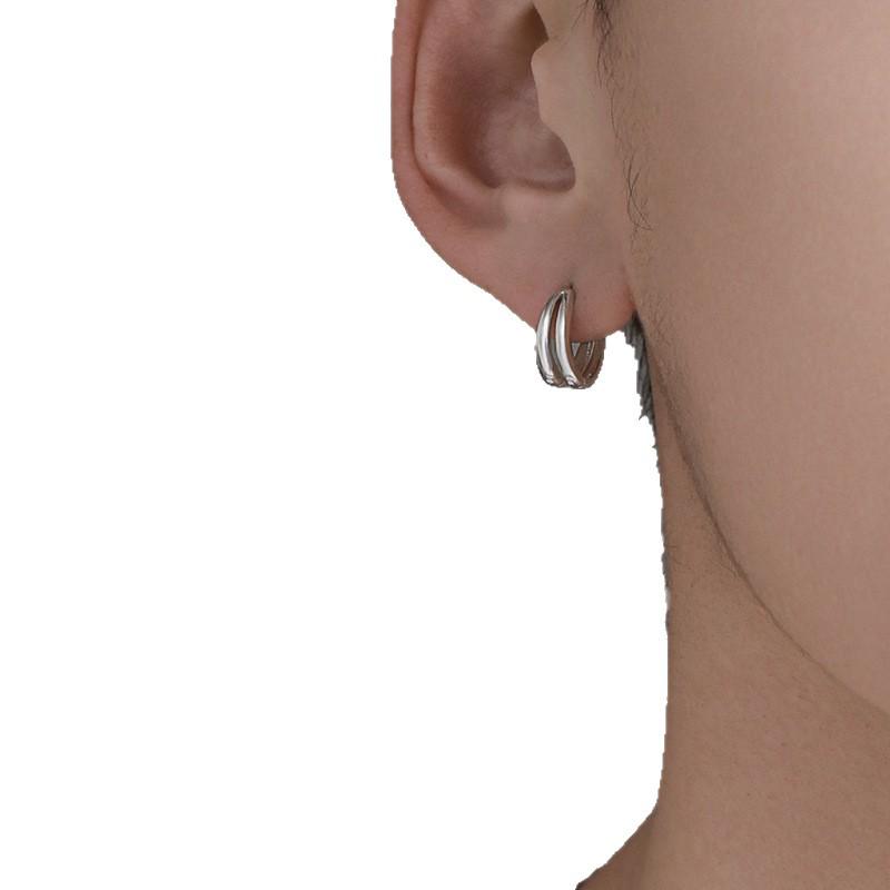 Versatile Double Hoop Earrings: Men's Street Style and Women's Hip Hop Punk Cuffs