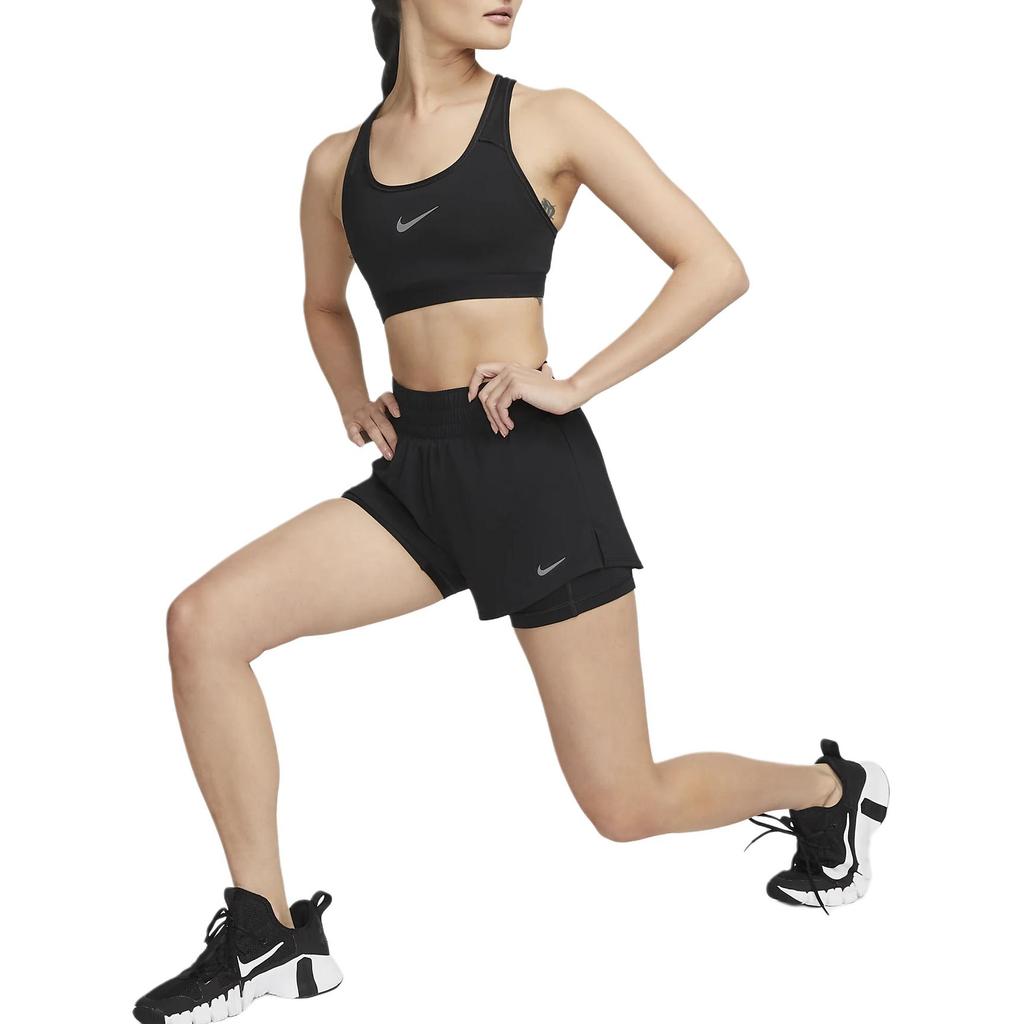 New Nike Dri FIT One Women's Mid Rise 8cm Approx. 2 In 1 Shorts Black DX6013-010