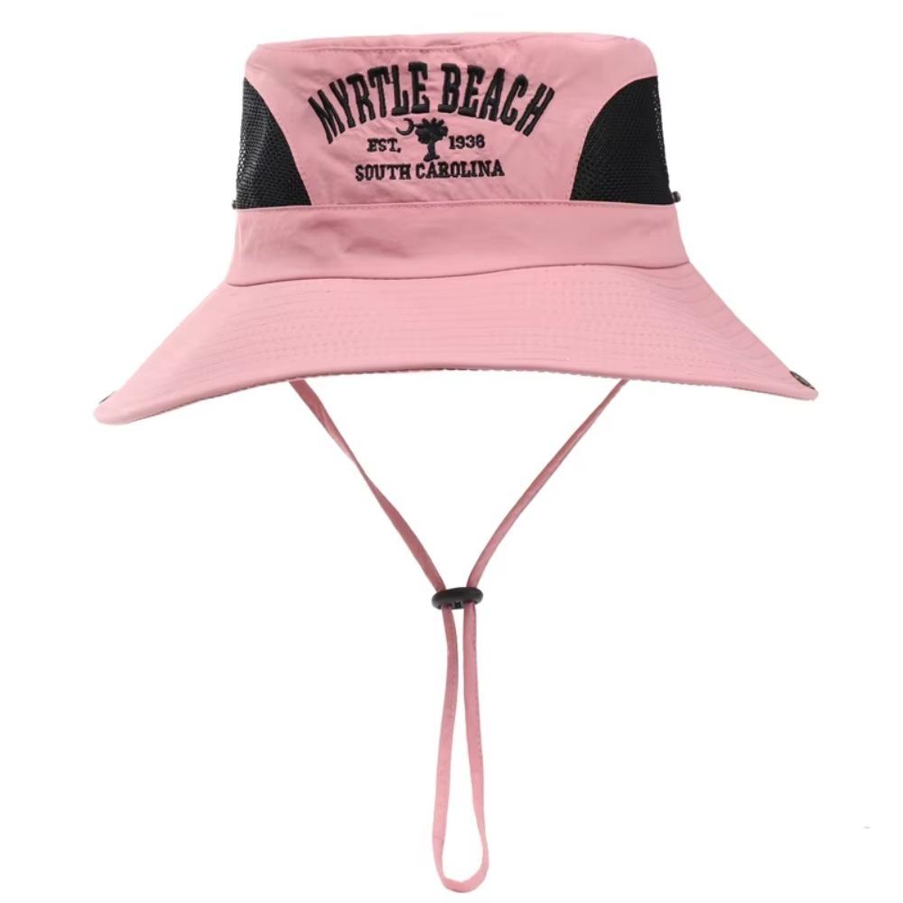 Embroidered Bucket Hat Wide Brim Fisherman Hat Fashion Sunshade Hat  Women