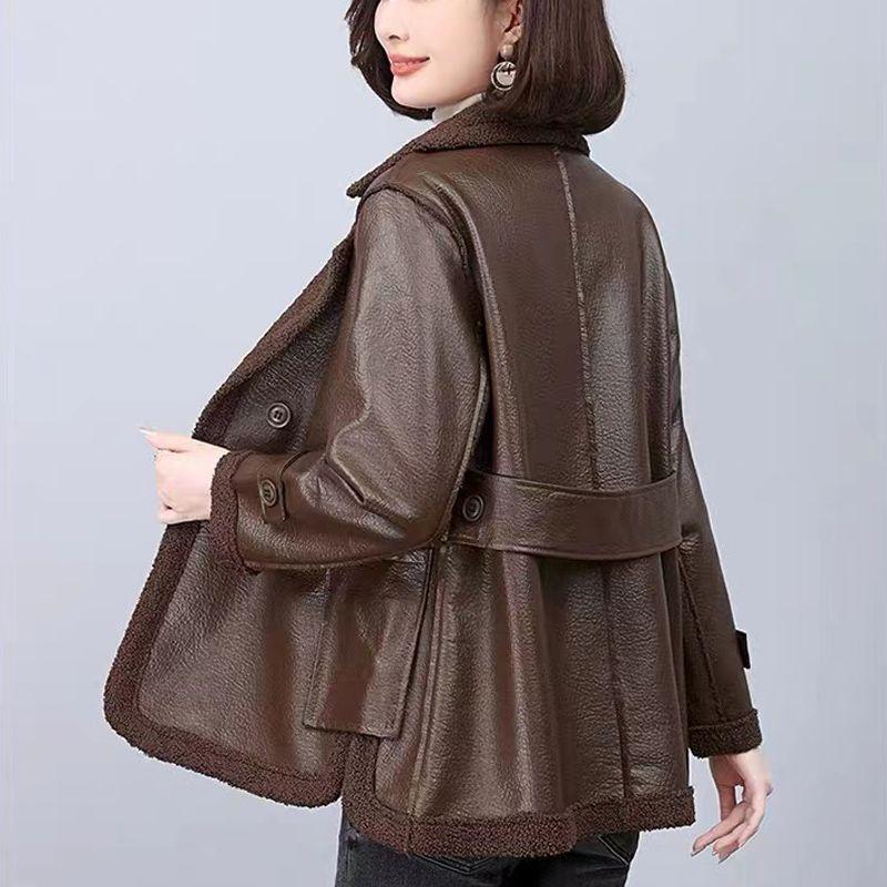 Zesílená a teplá bunda Oboustranná kožená bunda s vlněnou podšívkou