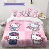 Hello Kitty Cute Pattern Bedding,Quilt Set Quilt Cover Pillowcase Home Birthday Gift(1 * Duvet Cover + 2 * Pillowcase, Without Core)