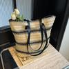 Woven bag women's new trendy fashion shoulder bag large capacity tote bag beach vacation women's bag