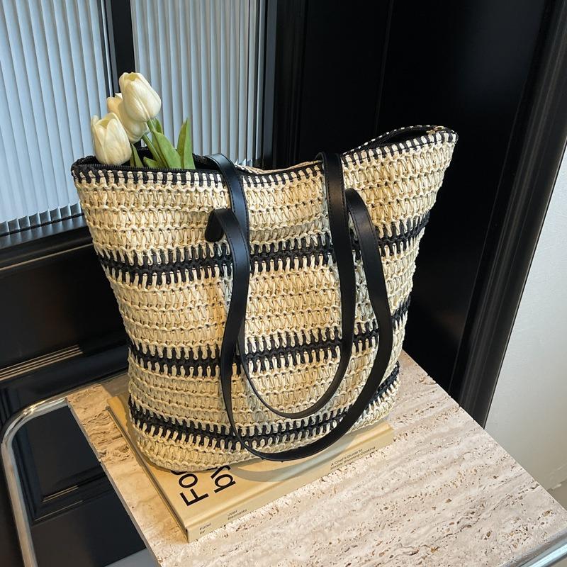 Woven Bag Women's New Trendy Fashion Shoulder Bag Large Capacity Tote Bag Beach Vacation Women's Bag
