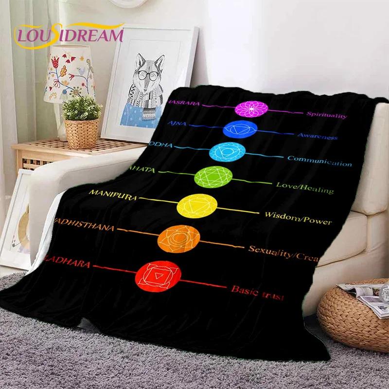 3D Yoga Meditation Rainbow 7 Chakra HD Soft Flannel Blankets,Throw Blanket Comfortable Blanket for Picnic Beds Home Bedroom Gift