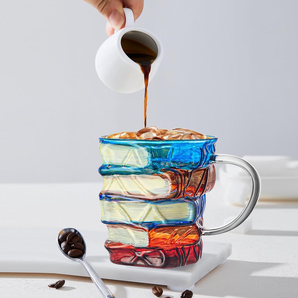 Book Lovers Mug Glass Book Mug Coffee Drinking Cups Funny Decor Vintage Drinkware Home Decor Desk Accessories Water Cup for Milk