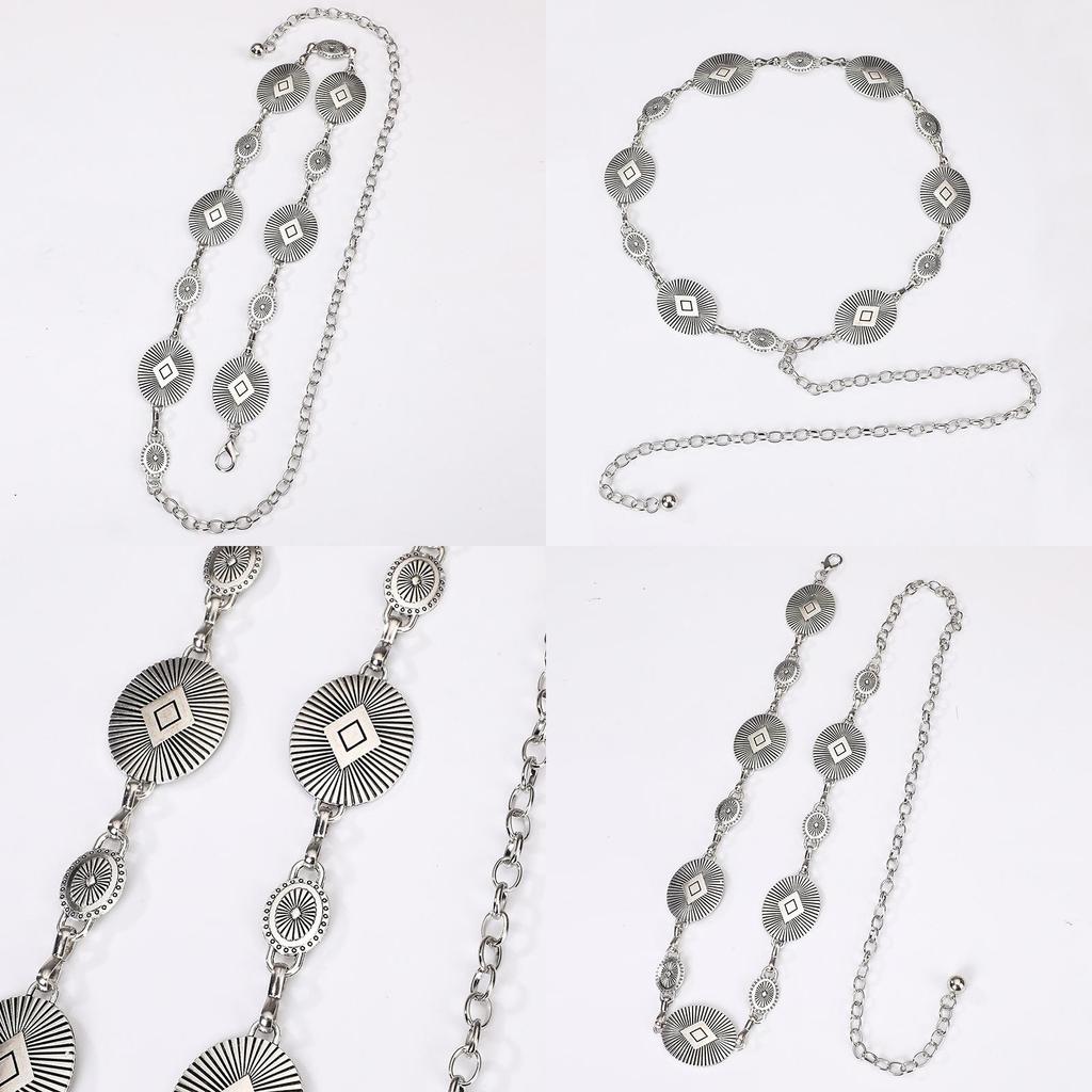 Metallic Ladies Waist Chain With Artistic Engraving For Casual Office Wear